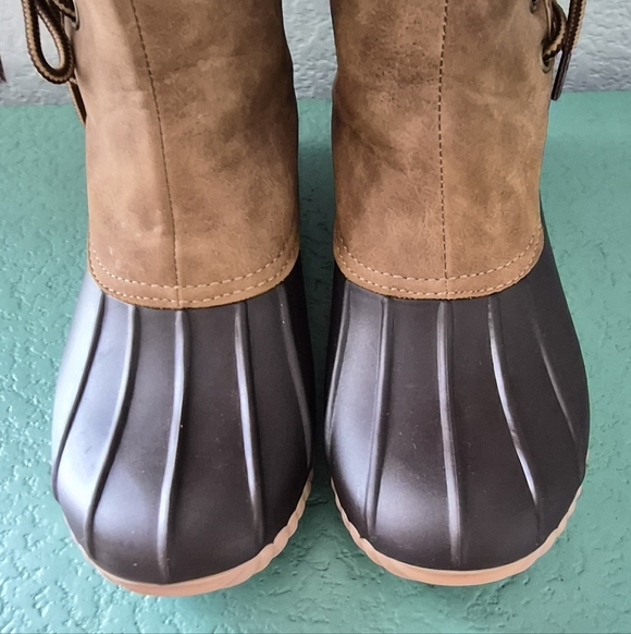 ​Marleylilly Tan and Brown Plaid Lined Duck Boots Size 6 - Picture 13 of 14